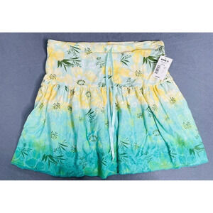 Madknits Flare Skirt Sz L Y2K Floral Tropical Coastal Vacation Beachy Breathable